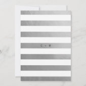 Invitation Clair Simple Noir & Coeur Blanc Mariage Argent (Dos)