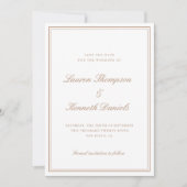 Invitation Clair Taupe Élégant Script Enregistrer La Date (Devant)