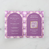 Invitation Clair violet tufé Motif QR Code Mariage musulman (Intérieur)