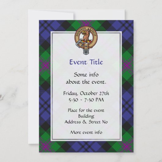 Invitation Clan Baird Crest sur Tartan (Devant)