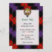Invitation Clan Brown Crest sur Tartan (Devant / Derrière)