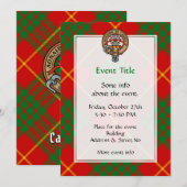 Invitation Clan Cameron Crest sur Tartan (Devant / Derrière)