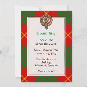 Invitation Clan Cameron Crest sur Tartan