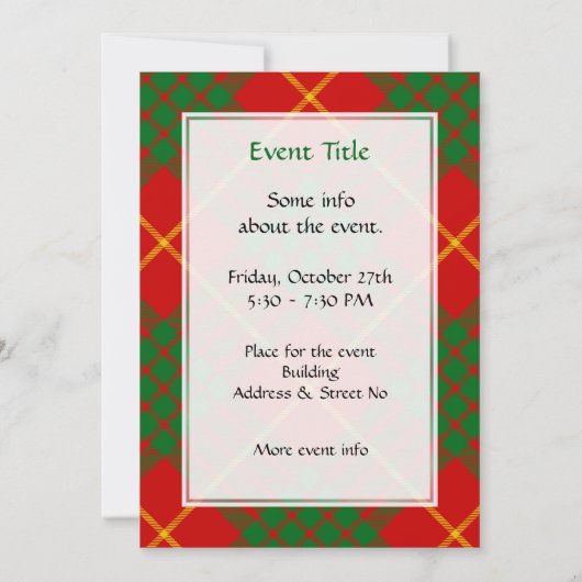 Invitation Clan Cameron Tartan (Dos)