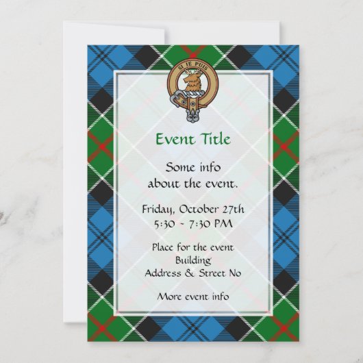 Invitation Clan Colquhoun Crest sur Tartan (Devant)