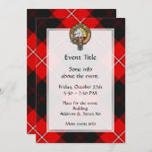 Invitation Clan Cunningham Crest sur Tartan (Devant / Derrière)