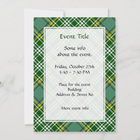 Invitation Clan Currie Tartan (Dos)