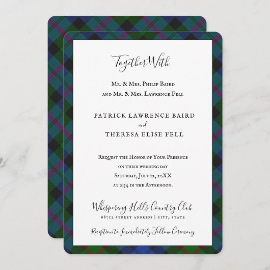 Invitation Clan de robe Baird Tartan Scottish Plaid (Devant / Derrière)