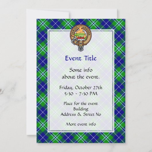 Invitation Clan Douglas Crest sur Tartan (Devant)