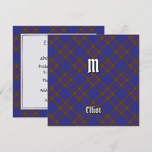 Invitation Clan Elliot Tartan moderne (Devant / Derrière)