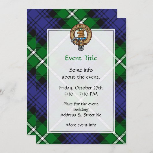 Invitation Clan Forbes Crest sur Tartan (Devant / Derrière)