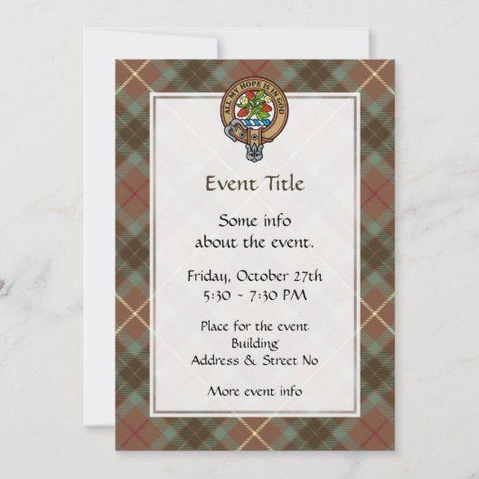 Invitation Clan Fraser Crest sur le tartare de chasse Patinée (Devant)