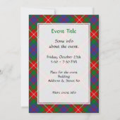 Invitation Clan Fraser de Lovat Tartan (Dos)