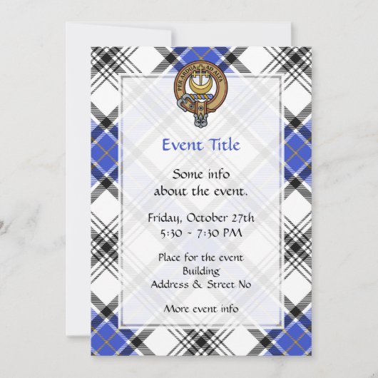 Invitation Clan Hannay Crest sur Tartan (Devant)