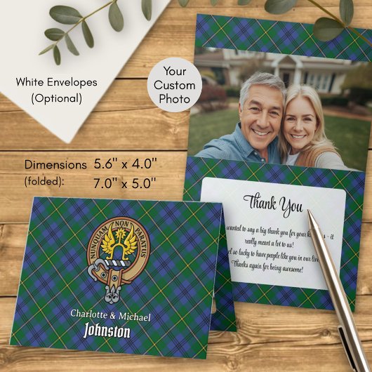 Invitation Clan Johnston Crest over Tartan