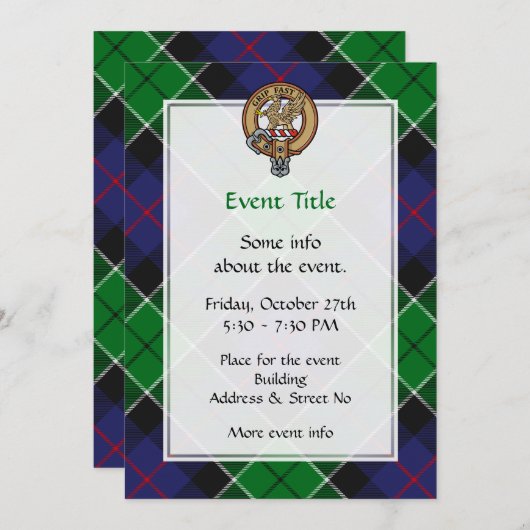 Invitation Clan Leslie Crest sur la chasse Tartan (Devant / Derrière)
