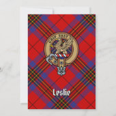Invitation Clan Leslie Crest sur Red Tartan (Dos)