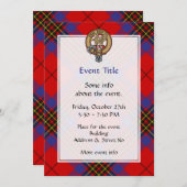 Invitation Clan Leslie Crest sur Red Tartan (Devant / Derrière)