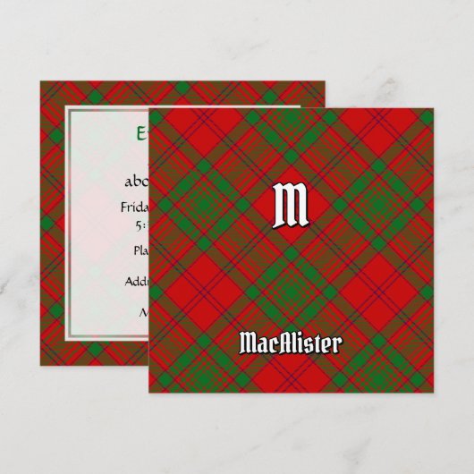 Invitation Clan MacAlister de Glenbarr Tartan (Devant / Derrière)