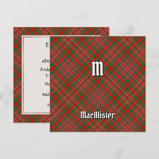 Invitation Clan MacAlister Tartan (Devant / Derrière)