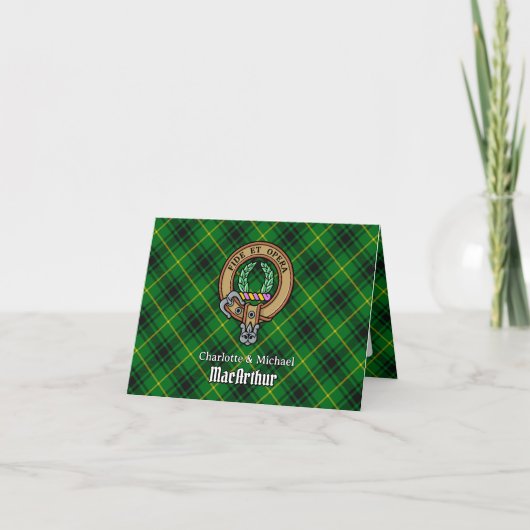 Invitation Clan MacArthur Crest over Tartan (Devant)