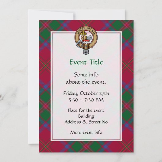 Invitation Clan MacDougall Crest sur Tartan (Devant)