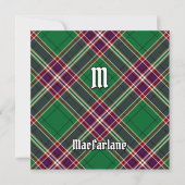 Invitation Clan MacFarlane Chasse moderne Tartan (Devant)