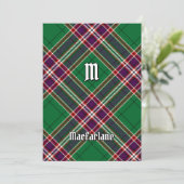 Invitation Clan MacFarlane Chasse moderne Tartan (Debout devant)