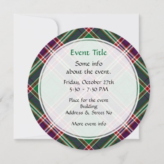Invitation Clan MacFarlane Chasse moderne Tartan (Dos)