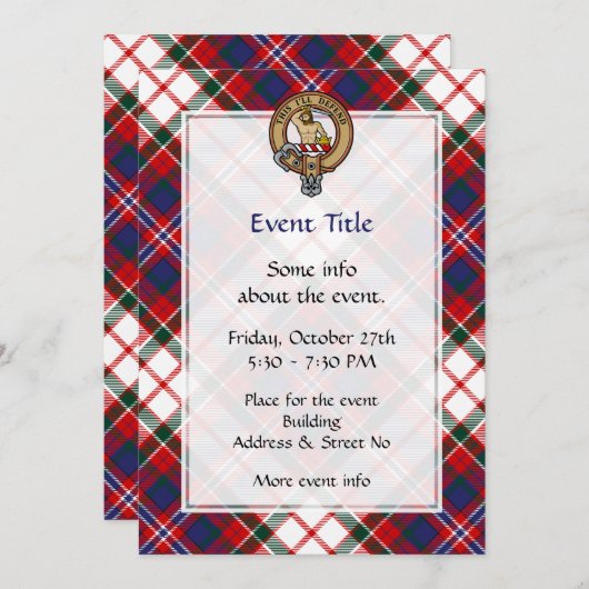 Invitation Clan MacFarlane Crest sur le tatan de robe (Devant / Derrière)