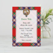 Invitation Clan MacFarlane Crest sur Red Tartan (Debout devant)