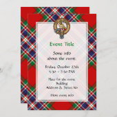 Invitation Clan MacFarlane Crest sur Red Tartan (Devant / Derrière)