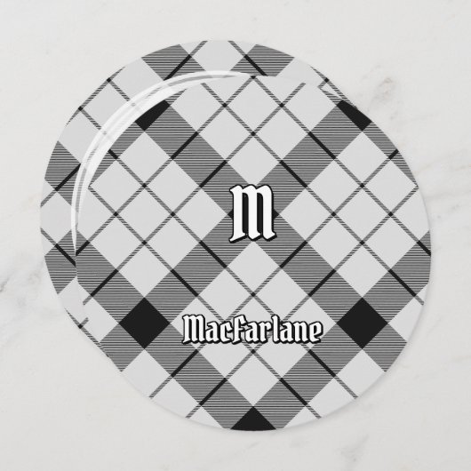 Invitation Clan MacFarlane Tartan noir et blanc (Devant / Derrière)