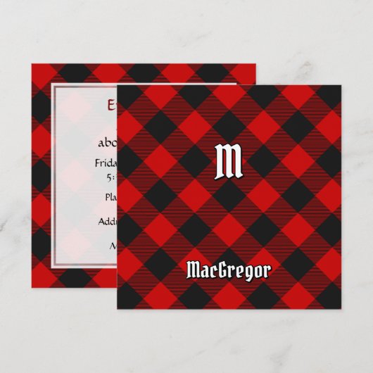 Invitation Clan MacGregor Rob Roy Tartan (Devant / Derrière)