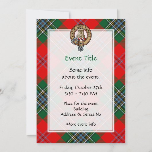 Invitation Clan MacLean Crest sur Tartan (Devant)