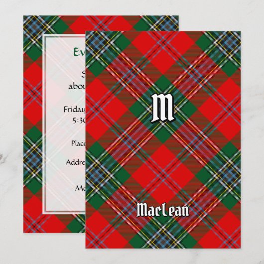 Invitation Clan MacLean Tartan (Devant / Derrière)