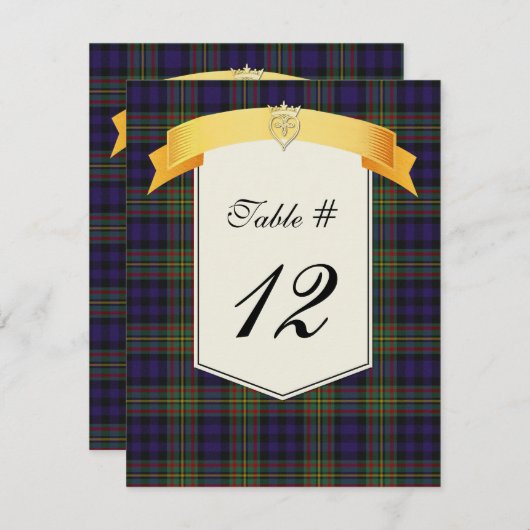 Invitation Clan MacLellan Tartan Plaid Mariage Numéro de tabl (Devant / Derrière)