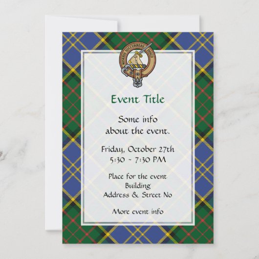 Invitation Clan MacMillan Crest sur la chasse Tartan (Devant)