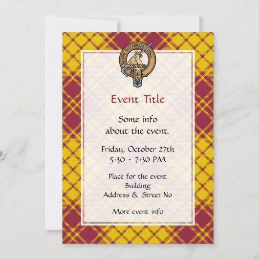 Invitation Clan MacMillan Crest sur le tatan de robe (Devant)