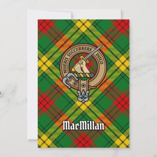 Invitation Clan MacMillan Crest sur Tartan (Dos)