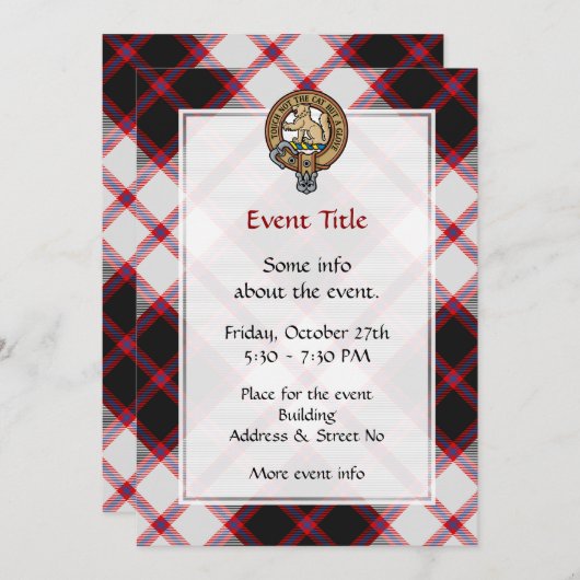 Invitation Clan MacPherson Crest sur la chasse Tartan (Devant / Derrière)