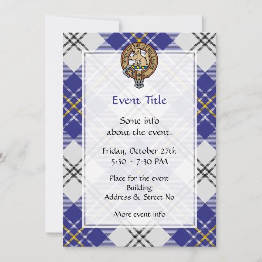 Invitation Clan MacPherson Crest sur la robe bleue Tartan (Devant)