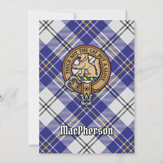 Invitation Clan MacPherson Crest sur la robe bleue Tartan (Dos)