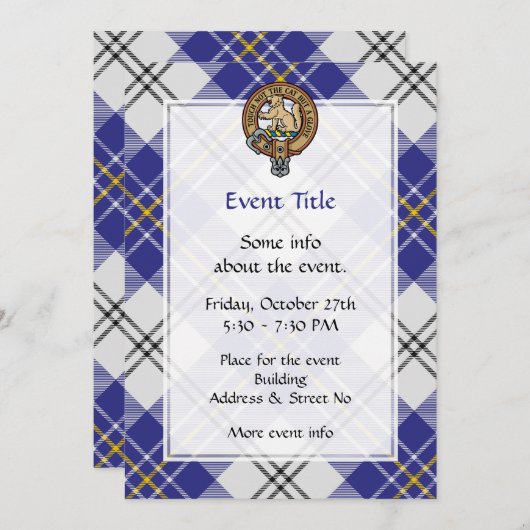 Invitation Clan MacPherson Crest sur la robe bleue Tartan (Devant / Derrière)
