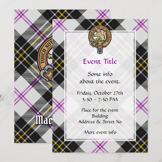 Invitation Clan MacPherson Crest sur le tatan de robe (Devant / Derrière)