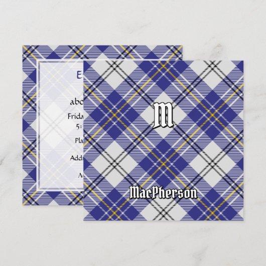 Invitation Clan MacPherson robe bleue Tartan (Devant / Derrière)