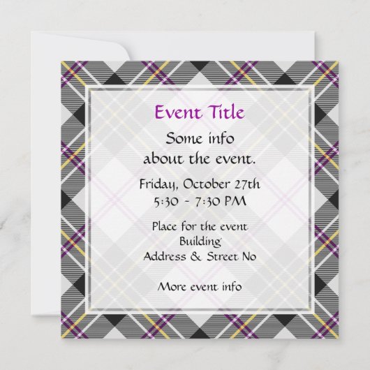 Invitation Clan MacPherson robe Tartan (Dos)
