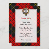 Invitation Clan MacQueen Crest sur Tartan (Devant / Derrière)