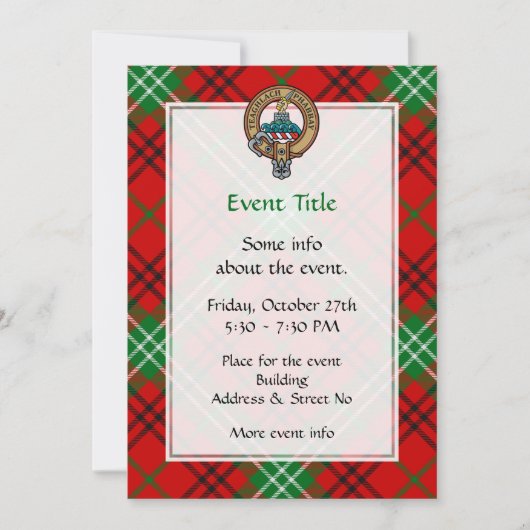 Invitation Clan Morrison Crest sur Red Tartan (Devant)