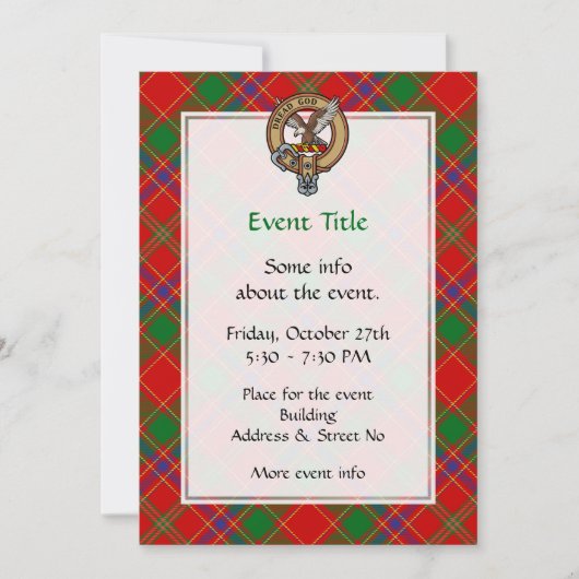 Invitation Clan Munro Crest over Tartan (Devant)